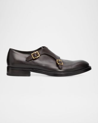 Ferragamo Men & apos;s Tramezza Double Monk-Strap Leather Shoes