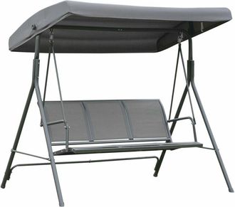 OUTSUNNY Columpio Balanc&iacute;n Jard&iacute;n De 3 Plazas Con Techo Parasol Ajustable Respaldo Transpirable Y Marco De Acero Para Terraza Balc&oacute;n Exterior 175x118x159 Cm