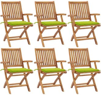 vidaXL Vidaxl - Sillas De Jard&iacute;n Plegables 6 Uds Madera Maciza Teca Con Cojines