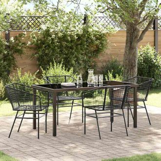 vidaXL Conjunto De Comedor De Jard&iacute;n 5 Pcs Negro Rat&aacute;n Sint&eacute;tico Vidaxl