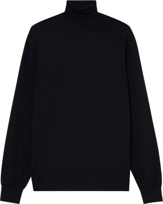 Brooks Brothers Merino Wol Trui met Col - Heren - Coltruien - Blauw - S - Wol - Truien & Vesten