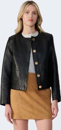FURNIQ Margot Leather Jacket in Black at Nordstrom, Size Xx-Large