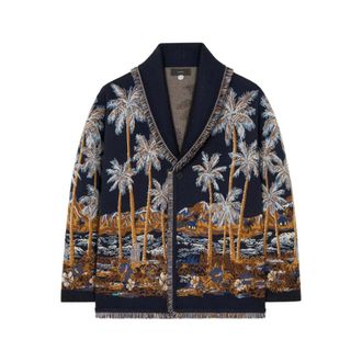 Alanui Truien & Vesten, Heren, Veelkleurig, M, Jacquard Gebreide Vest met Sjaalkraag