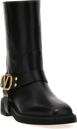 Valentino Garavani Womens Black Calfskin Ankle Boots