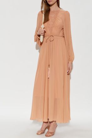 Zimmermann Dress With Lace Insert At The Neckline, Womens, Pink