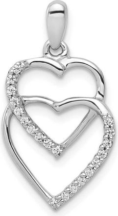 Diamond2Deal 14k White Gold 1/10 carat Diamond Entwined Hearts Pendant