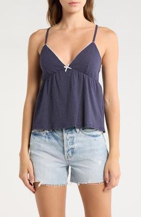 Madden Girl Picot Edge Babydoll Camisole in Navy at Nordstrom Rack, Size X-Large