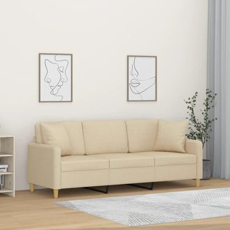 vidaXL Sof&aacute; De 3 Plazas Con Cojines Tela Color Crema 180 Cm Vidaxl
