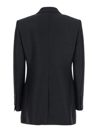 Dolce & Gabbana Womens Black Double-Breasted Wool And Silk Jacket Virgin Blazers