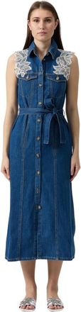 Ermanno Scervino Denim Blousejurk - Dames - Shirt Kleedjes - Blauw - M - Denim - Kleedjes