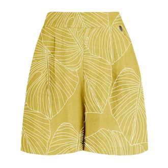 Bomboogie Pantalones Cortos de Lino Estampados - Shorts - Mujer - Amarillo - M