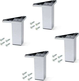 Emuca Lotto di 4 piedini per mobili Alumix 1, altezza 120 mm, Tecnoplastica, Grigia metallizzata - Emuca