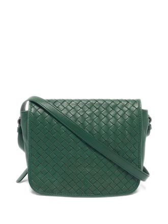 Bottega Veneta Intrecciato flap cross body bag - women - Leather/Suede - One Size - Green