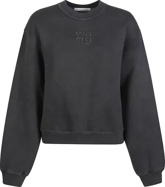 Alexander Wang Hotfix Logo Cropped Cotton Blend Sweatshirt