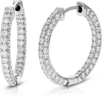 Vir Jewels 2 cttw Lab Grown Diamond Hoop Earrings in Sterling Silver With Hidden Post For Women