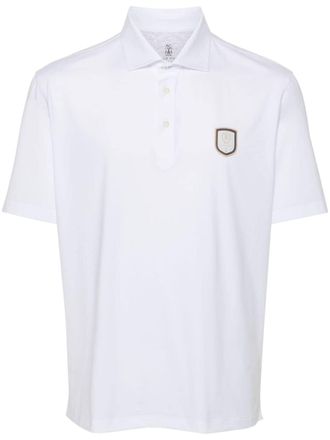 Brunello Cucinelli Polo con applicazione logo - Bianco