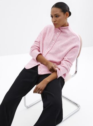 Contemporaine Womens Plush funnel-neck Cardigan Sweater