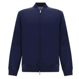 Brunello Cucinelli Truien - Heren - Bomber jackets - Blauw - XL - Katoen - Jassen