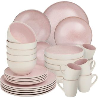 TecTake Vajilla de gres, para 6 personas, 30 piezas, fucsia