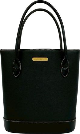 Burberry Black Leather Handbag Tote Bag (Pre-Owned)