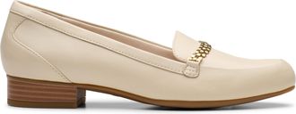 Clarks Womens Dress Loafer Flat, Cream Leather, 8.5 Narrow