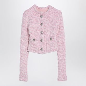 Balenciaga rosa Baumwollmischung Tweed Cropped Strickjangel
