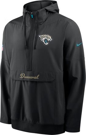 Nike Jacksonville Jaguars Rivalries Collection Sideline Anorak Nike Mens NFL 1/2-Zip Hooded Jacket in Black | 03AT066K9N-4GX