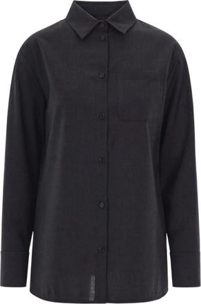 Max Mara Klassiek Button Wolhemd - Dames - Overhemden - Grijs - S - Wol - Overhemden