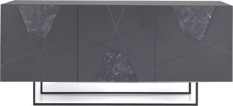 MondoViro Aparador de 3 puertas en madera negra efecto mármol 180x50 cm 80h