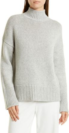 Vince Rib Trim Mock Neck Wool & Cashmere Sweater in Soft Grey at Nordstrom Rack, Size Medium