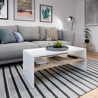 Vicco Mesa De Centro, Blanco/sonoma, 99.6 X 39.8 Cm