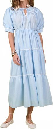 English Factory Embroidery Midi Dress In Powder Blue
