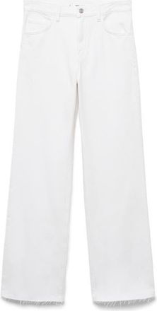 Mango Danila Raw Hem High Waist Wide Leg Jeans in White at Nordstrom, Size 12