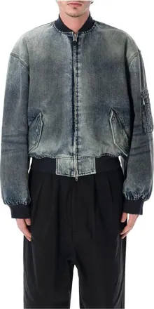 Balenciaga Standard Denim Bomber - female - Balenciaga - Bomber Jackets - Blue - M - Jackets