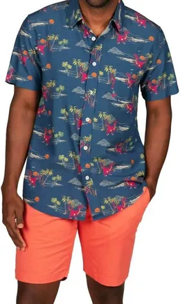 Tipsy Elves Prehistoric Party Hawaiian Shirt In Blue Multi