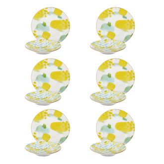 Arca Servizio 12 piatti porcellana giallo verde Mosaico