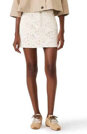 Steve Madden Beck Eyelet Embroidered Denim Miniskirt in Sea Mist at Nordstrom, Size 24