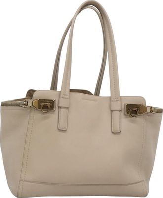 Ferragamo Gancini Tote Leather Leather Tote Bag Bag (Pre-Owned)