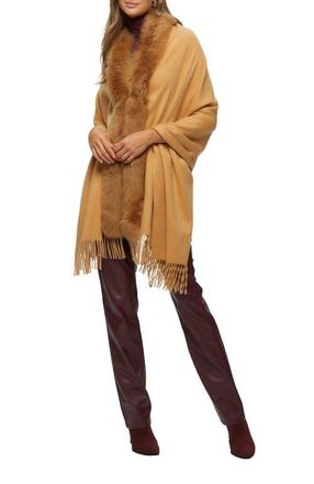Gorski Cashmere Stole With Trim in Light Camel at Nordstrom