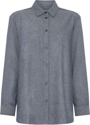 Knowledge Cotton Apparel Regular Fit Heavy Twill Bluse für Damen | grau