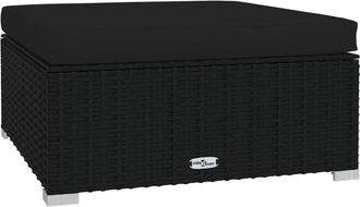 vidaXL Reposapi&eacute;s De Jard&iacute;n Y Coj&iacute;n Rat&aacute;n Sint&eacute;tico Negro 70x70x30 Cm Vidaxl