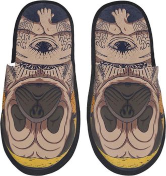 Generic Pug Dog Yoga Unisex Slippers Cosy House Slippers Fluffy Shoes For Winter Outdoor Indoor L