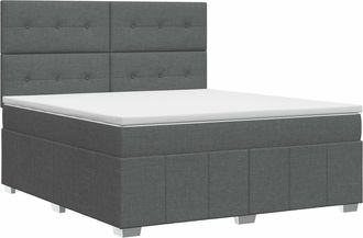 vidaXL Cama Box Spring Con Colch&oacute;n Gris Oscuro 140 X 190 Cm Tela Vidaxl
