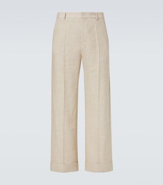 Valentino Linen-blend straight pants