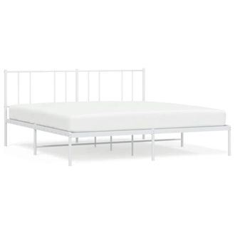 Berkfield Home Metal Bed Frame with Headboard White 193x203 cm