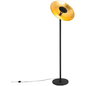 QAZQA Qazqa - Industrial Floor Lamp Black with Gold Interior 60 cm - Magnax