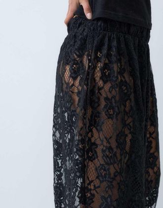 Asos pantaloni balloon in velluto e pizzo neri-Nero