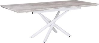 Beliani Beliani - Mesa de comedor efecto mármol patas blancas mdf extensible 160/200 x 90 cm diseño glam rectangular Moira