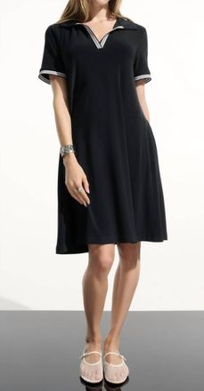 Joseph Ribkoff Silky Knit Trapeze With Polo Collar Dress In Black