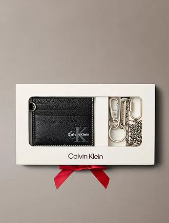 Calvin Klein Tarjetero Logo Monograma De Piel Con Cadena